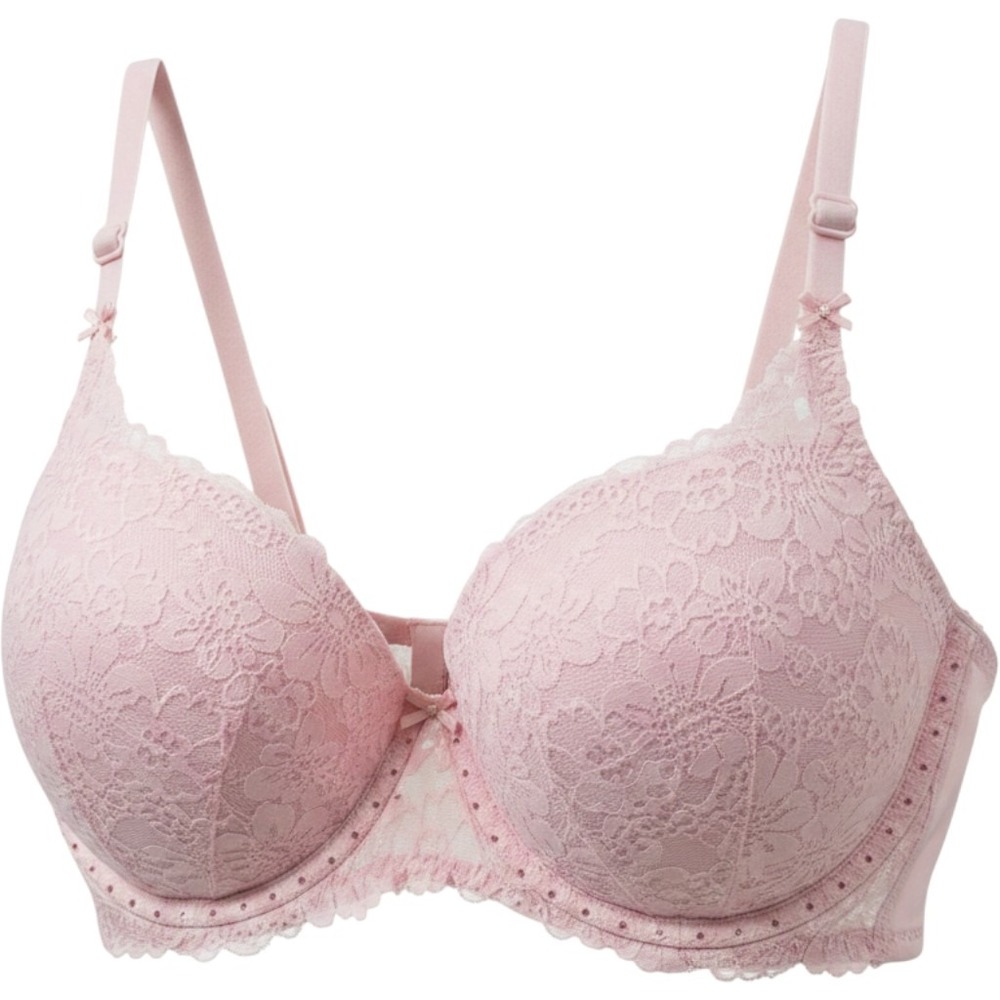 PINK Victoria's Secret Lace Push Up Balconette Bra Pink Rhinestone 34D NEW